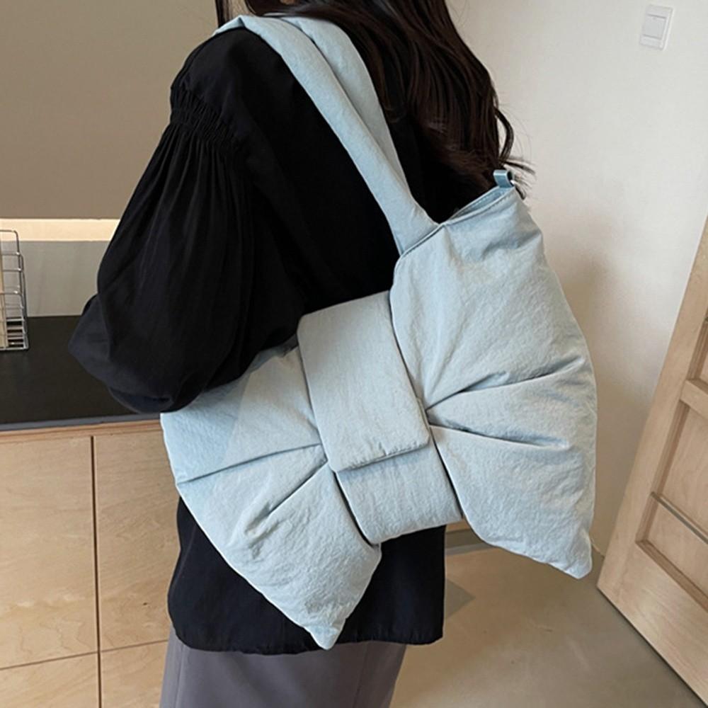 Large Capacity Ruched Bowknot Shoulder Bag Cotton Padded Crossbody Bags  Students