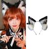 Cat Ear Hairband with Alloy Earring Whimsically Plush Wolf Headband for Cosplay