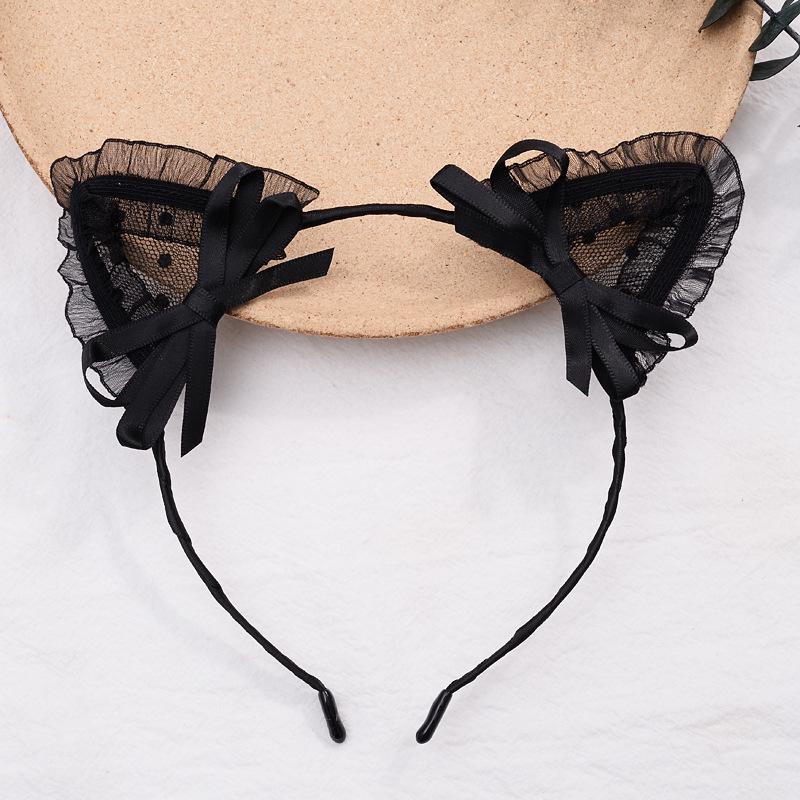 

Мереживні котячі вушка та кролячі вушка Жіночий обруч - Милий аксесуар для миття обличчя та волосся