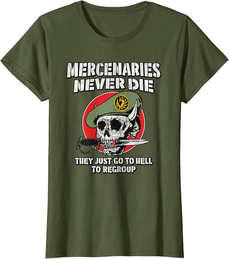 MERCENARIES NEVER DIE THEY JUST REGROUP Military Retro Skull Men TShirt Short Sleeve Casual 100 Cotton Shirt