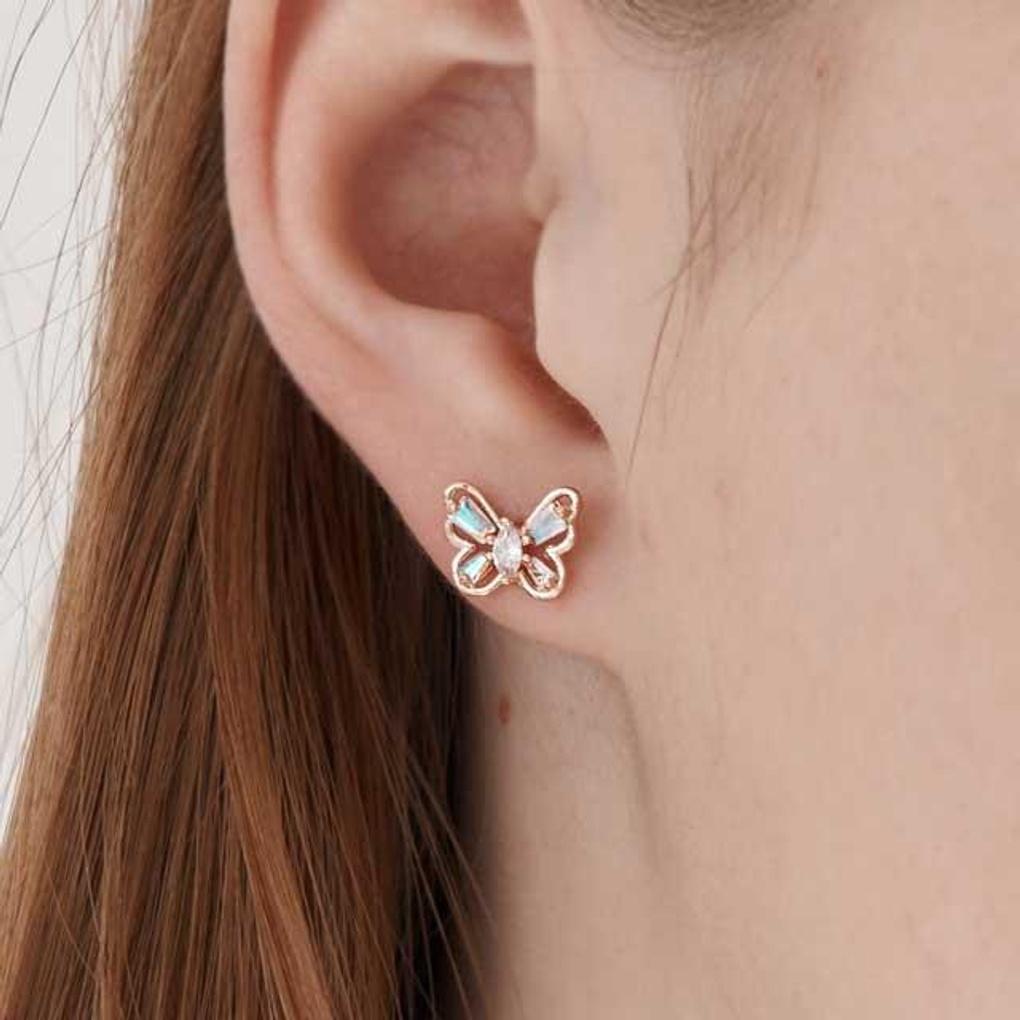 14K GF Regenbogenstein Schmetterling Ohrringe C24EGF203
