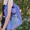 Women's Embroidered Large Capacity Foldable Canvas Shoulder Tote Bag