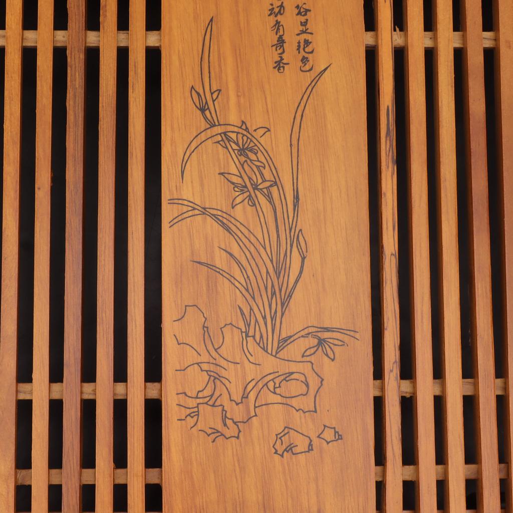 Kungfu Tea Tray Chinese Gongfu Tea Tray Drainage Water Storage Wood Tea Table with Drain Pipe