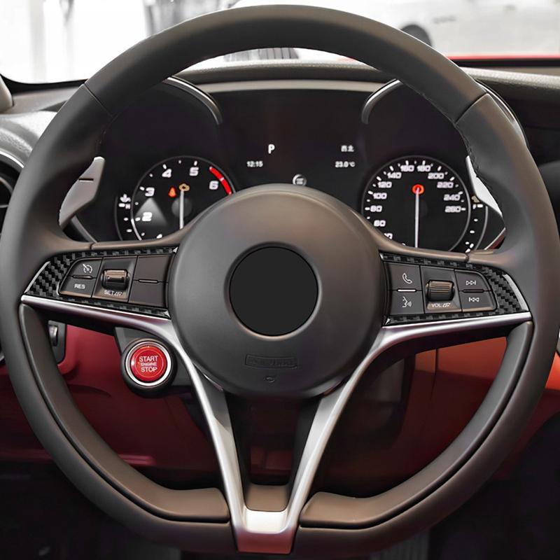 Rámky s nálepkami na tlačítka volantu Pro Alfa Romeo Giulia 2016- Pro Stelvio 2017- Interiérové doplňky pro auto Stelvio