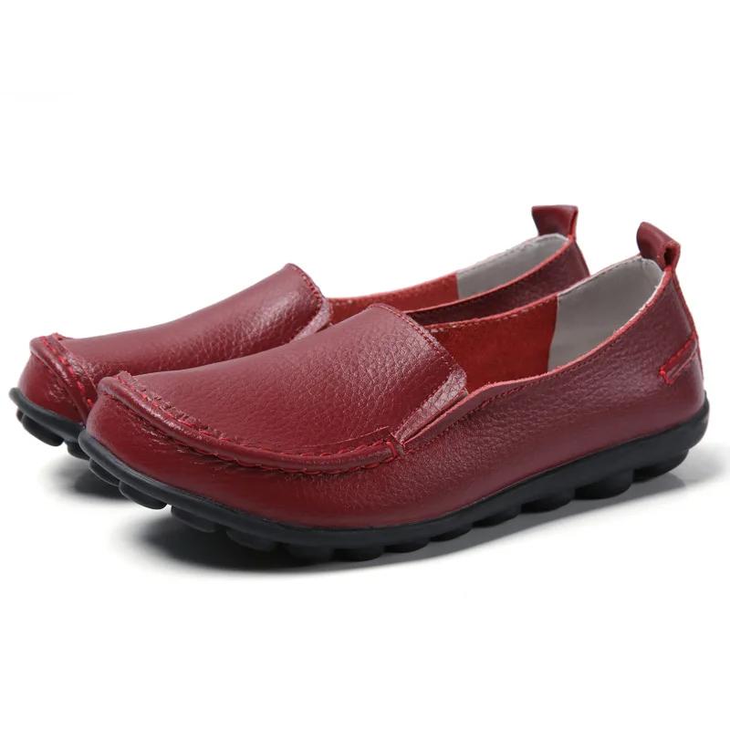 Fashion Women Flats Genuine Leather Fashion Footwear Women Shoe Moccasins Shoes Women Slip On Flat Shoes Soft Plus Size Tenis Feminino
