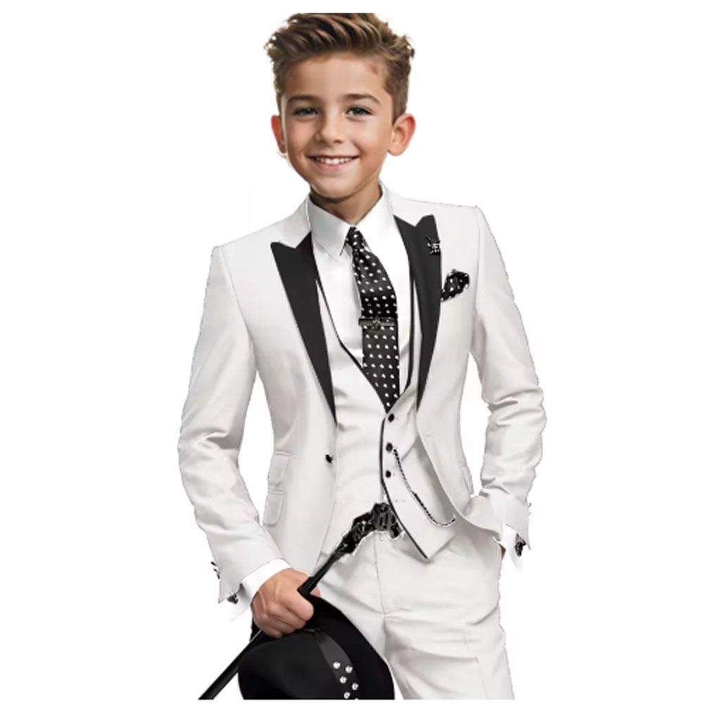 Boys Suit 3 Piece Set Fashion Design Jacket Pants Vest Wedding Kids Tuxedo Formal Graduation Outfit Stage Performance Suit