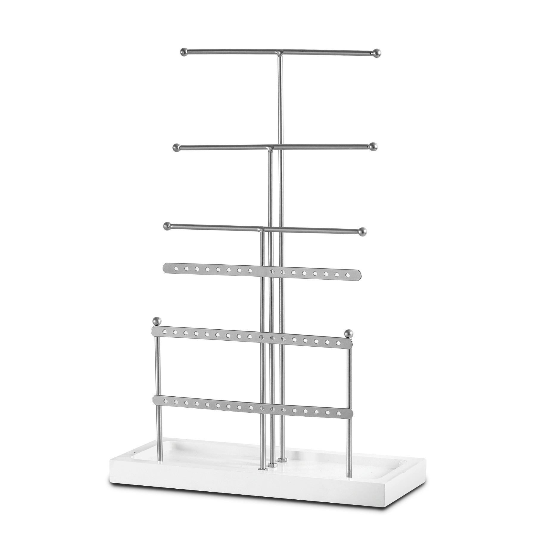 

Оригинальная подставка для украшений Золотая 6-ярусная стойка для хранения колец и серег Подставка для демонстрации ювелирных изделий, ожерелий, браслетов 26.5x11.5x38.5cm серебряный