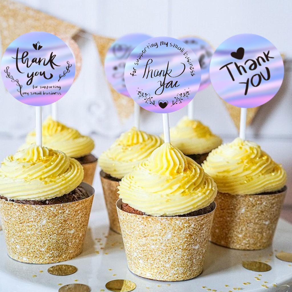 500pcs Rainbow Laser Thank You Stickers 1inch Small Business Stickers Adhesive Labels for Boutiques Wrapping Supplies