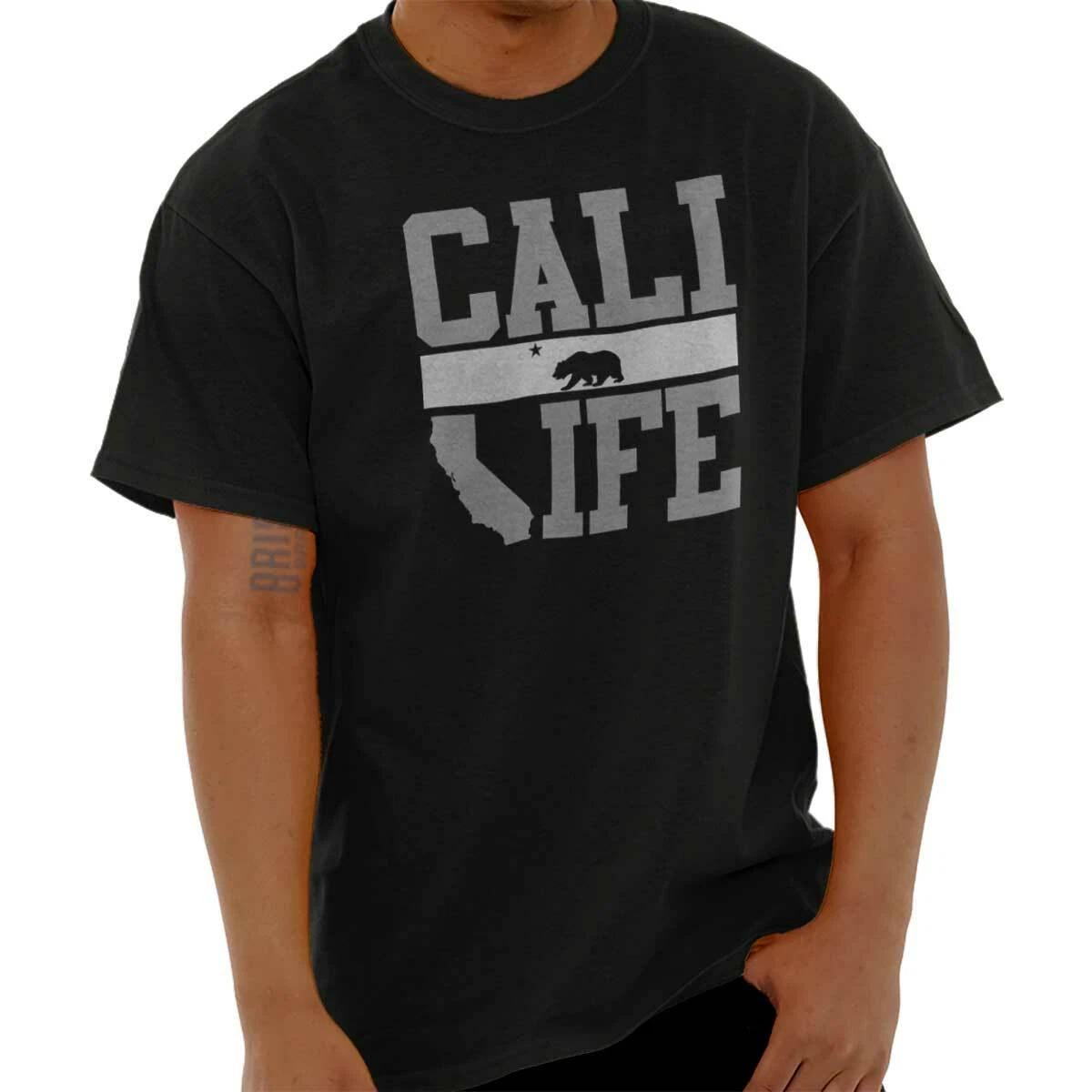 Cali Life California State Shape Bear Flag Womens or Mens Crewneck T Shirt Tee XXL