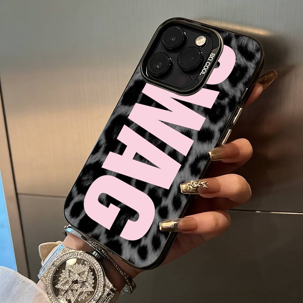 Clmj --Leopard Print -SWAG Phone Case For IPhone17  16 11 12 13 14 15 16 Pro Max Plus Cover Colored Silver Funda Bumber