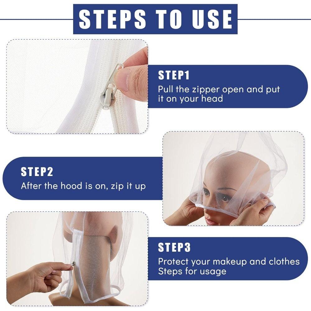 Zipper Closure Bridal Face Cover Cap Washable Makeup Clothing Protector Bridal Shops