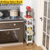 Utility Slim Storage Cart 4 Tier Small Rolling Kitchen Laundry Room Cart with Wood Top Metal Narrow Bathroom Storage Cabinet Mo