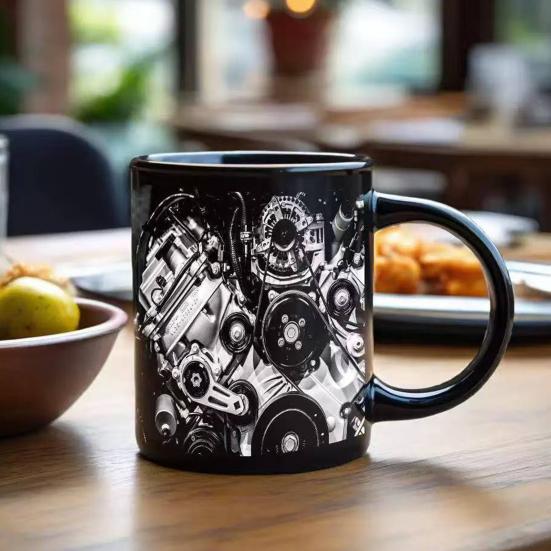 3D Engine Print Mug Ceramic Coffee Cup Dishwasher & Microwave Safe Mechanic Workshop Drinkware Unique Gift for Car Enthusiasts Mechanics