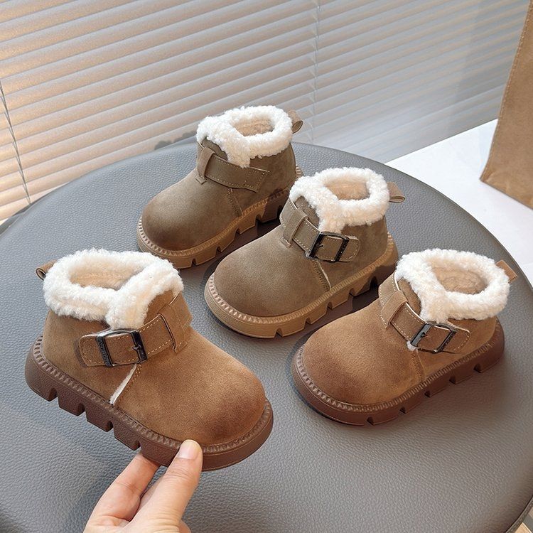 Children's cotton boots Birkenstock wool shoes 2025 winter new boys and girls thickened cotton shoes piled warm snow boots