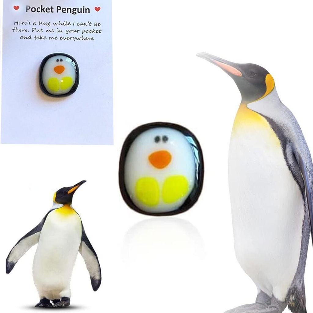 A Little Pocket Penguin Hug Mini Cute Pocket Penguin Hug Animal Decoration for Friend Birthday Lovers Gift with Greeting Card