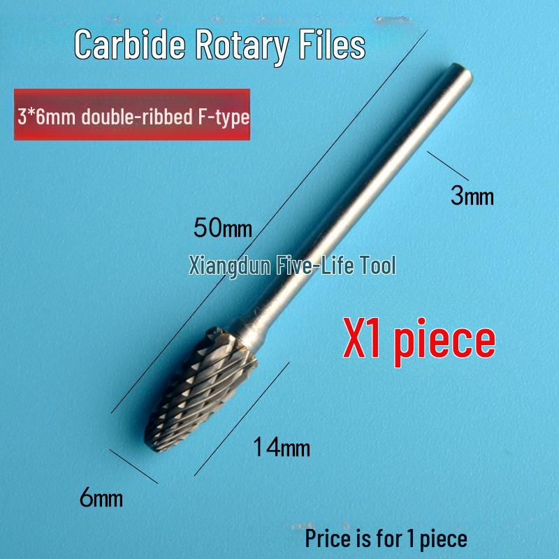 Tungsten Steel Carbide Rotary File Set - Double Grain Engraving and Milling Cutter for Woodworking, 3x6mm