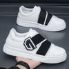 Trainer Men Fashion Stretch Strap Hook & Loop Skate Shoes Men's Sneakers Flats Running Shoes New Breathable Leather Casual Shoes