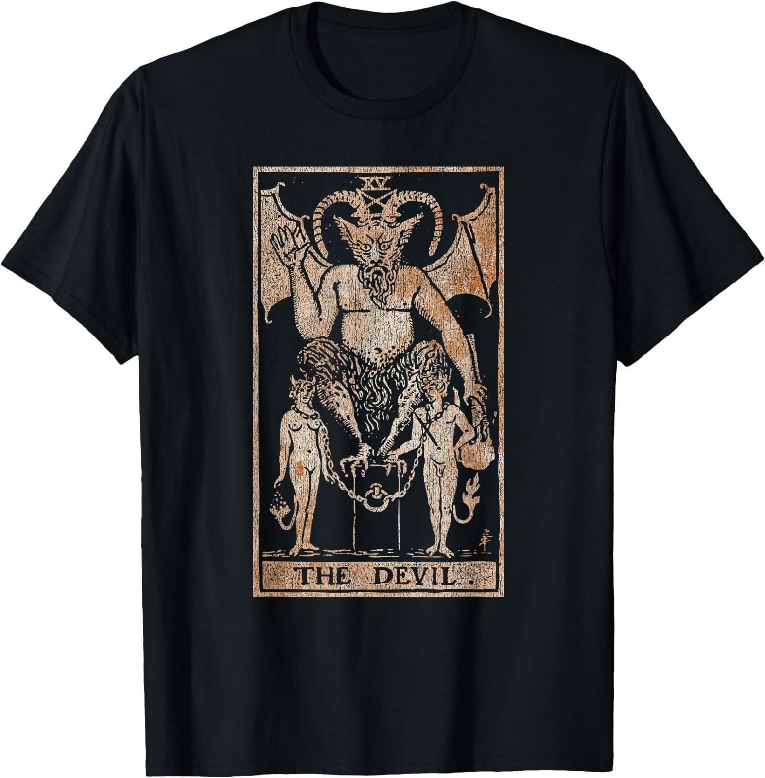 The Devil Vintage Tarot Card Distressed Occult Supernatural T-Shirt S