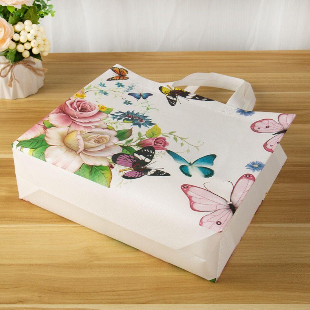 Gradient Color Non Woven Bag with Handle Reusable Large Capacity Tote Bag Environmental Shopping Bag Gift Pouch