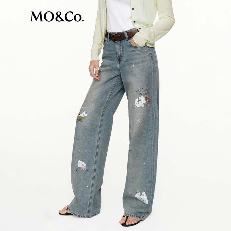 MO&Co. Women's Wide-Leg Low-Rise Jeans