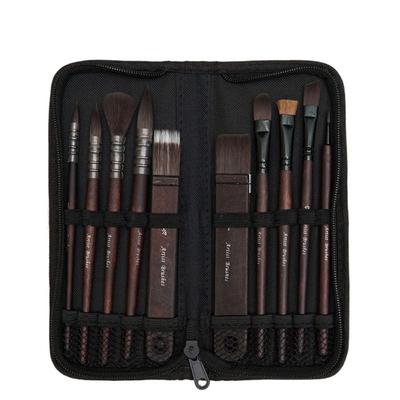 10Pcs Portable Nylon Hair Brushes Painting Brush Set Animal Hair Premium Paint Brush Pen Set Wooden Handle Art Supplies Artist