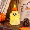 Safe Flameless Candle Cute Halloween Ghost/Pumpkin LED Night Light for Desktop Decoration, Battery Operated Table Lamp Nursery with Warm