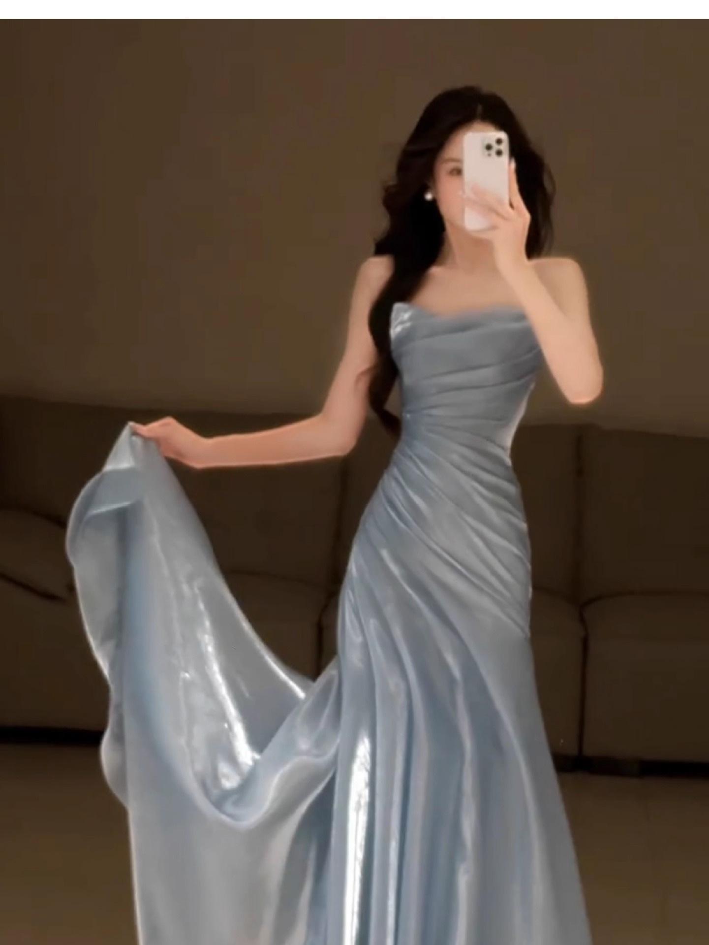 High-end tube top evening dress new