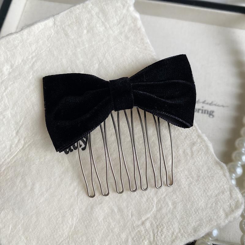 Korean Velvet Bow Hair Comb - Sweet & Simple Hair Accessory
