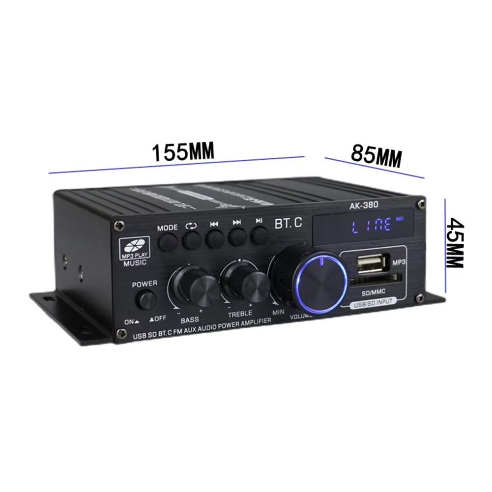 AK-380 Bluetooth Hi-Fi Audio Amplifier 40Wx2 Stereo Power Amp with Remote Control USB SD AUX Input For Home/Car