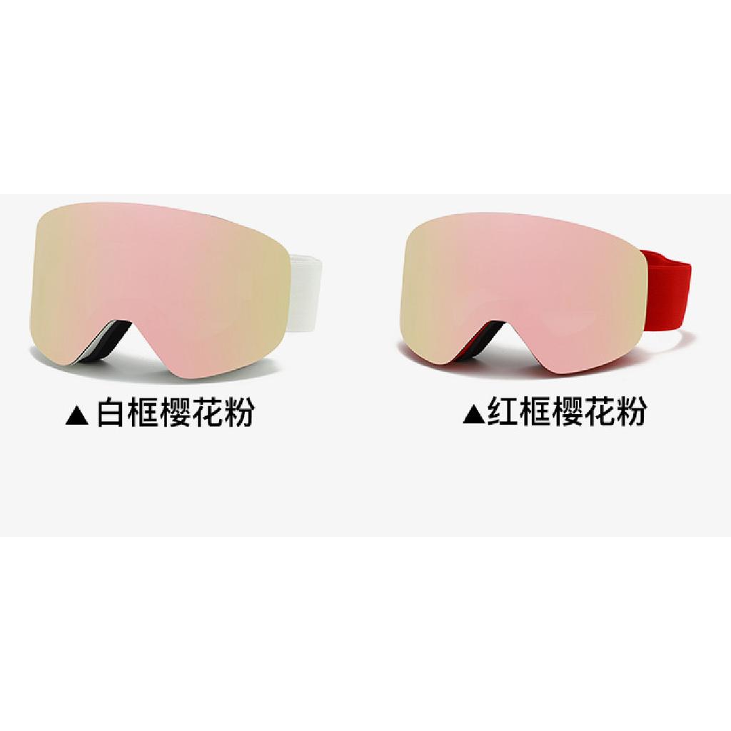 Magnetic ski goggles with cylindrical double-layer anti-fog protection for children and adults, large spherical ski goggles compatible with