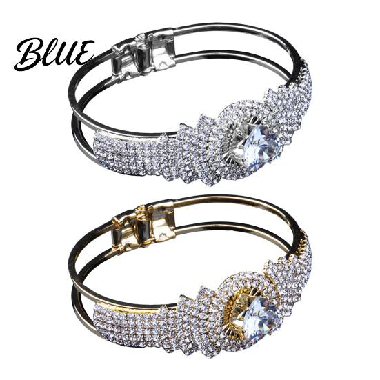 Women Buckle Bracelet Bangle with Opening Closing Design Sparkling Cubic