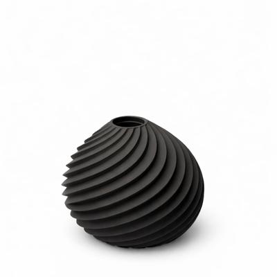 Fragrance Diffuser Vase, Black, Grooved, for Reeds, Room Decoration