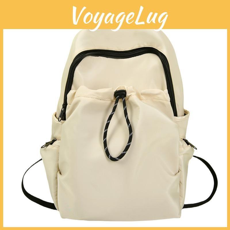 Backpack Outdoor Nylon With Solid Color And Drawstring Design For School Travel