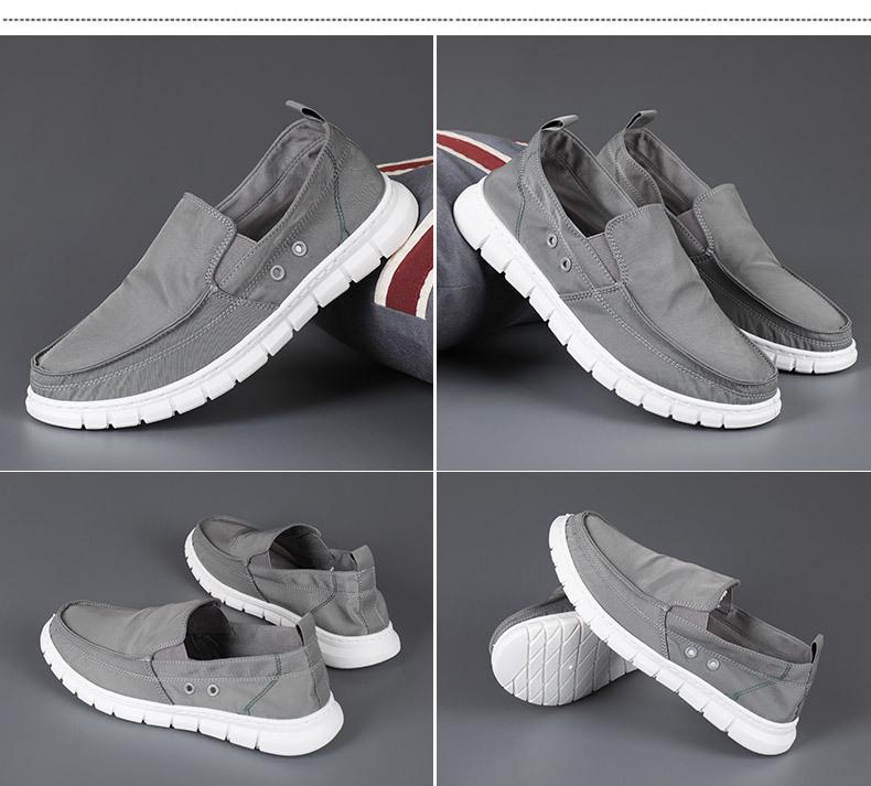 Men's Korean Style Spring Canvas Slip-On Casual Shoes - Breathable, Fashionable, Flat Bottom, Low-Top Board Shoes.