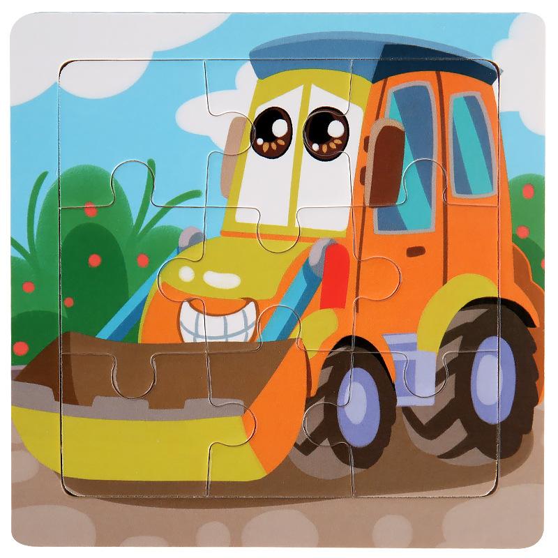 11cm Children Wooden Jigsaw Puzzle Games Cartoon Animal Vehicle Pattern Wooden 3d Puzzle Montessori Educational Toys