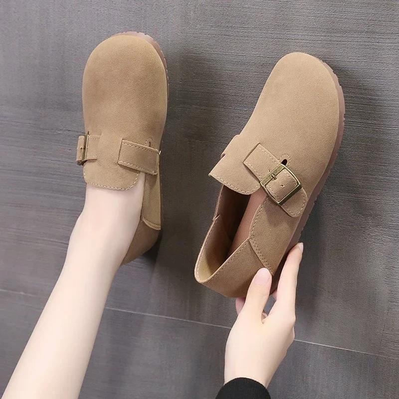 Fashion Shoes for Women 2024 Hot Sale One Kick Women Flats Autumn Round Toe Solid Solft Sole Casual Comfortable Flat Office Ladies Shoes