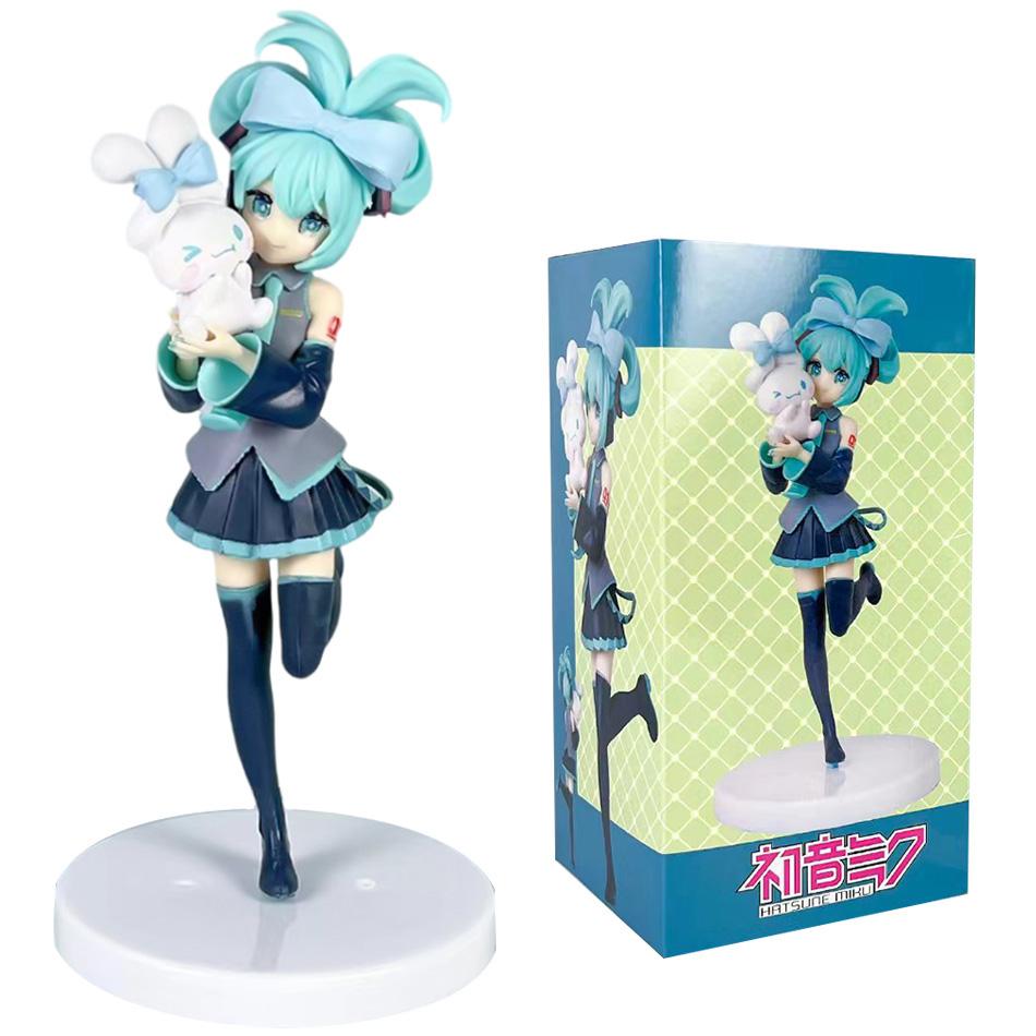 Horká 21CM Anime Hatsune Miku X Cinnamoroll Figurka Anime Periferie Sběratelské Modely Dekorativní Dekorace Děti Kawaii Dárek