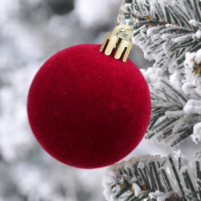 6 pezzi di palline di Natale in velluto, decorazioni per albero di Natale floccate, palline rosse appese, decorazioni per feste, baby shower, decorazioni per la casa