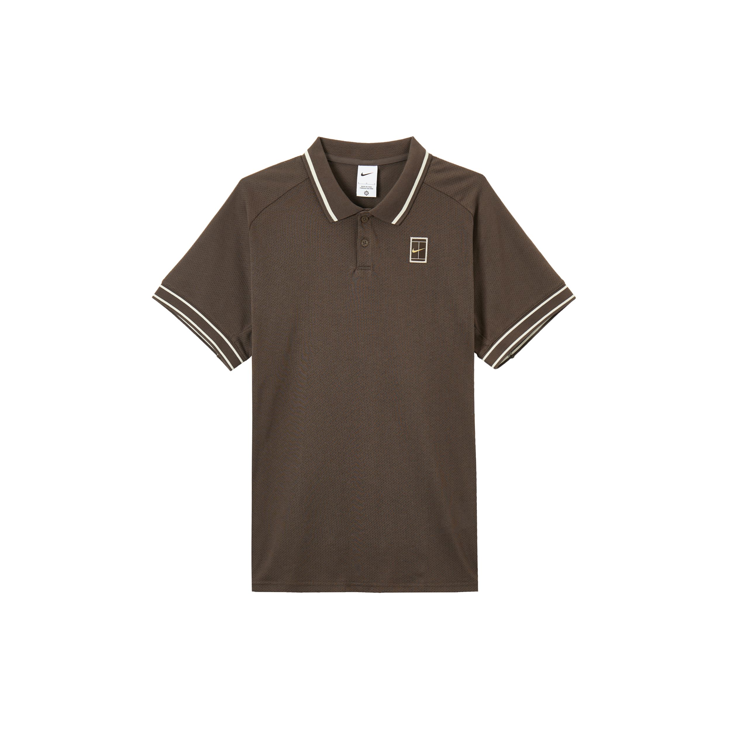Nike Men's Brown Heritage Logo Pullover Short Sleeve Tennis Breathable Polo Shirt Polo Shirts Baroque- Fq2102-237 Cm