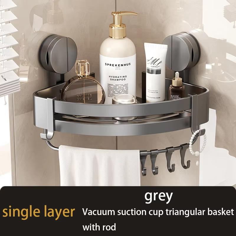 

Bathroom Suction Cup Type Storage Rack Without Punching Tripod Rack Toilet Wall Corner Wall Hanging Storage Shelf