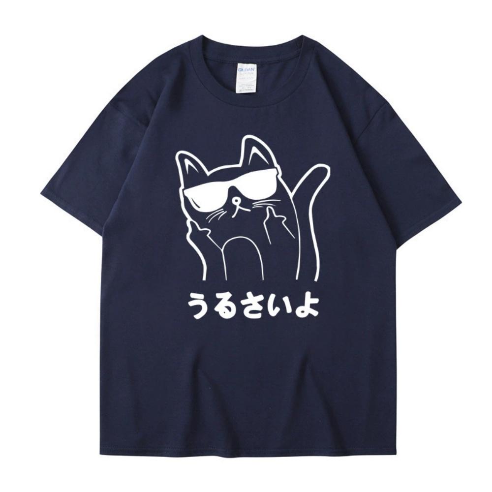 Cat Harajuku Funny Cartoon T Shirt Unisex Cute Anime Ullzang Tshirt Grunge Kawaii 90s Fashion Tshirt Korean Style Top Tee Female