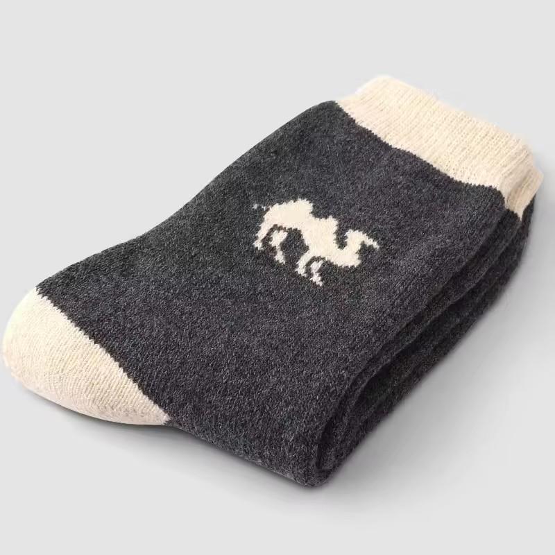 5 Pairs Lot Winter Wool Socks Male Men's Super Thicker Solid Merino Plush Women's Socks Against Cold Snow Terry Warm Socks