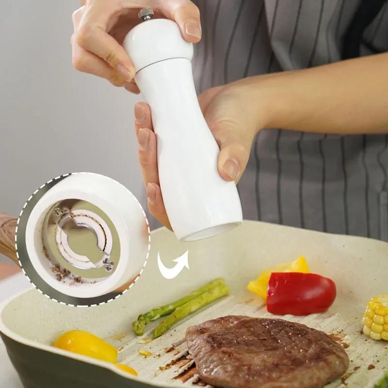 6" Manual Pepper Grinder Oak Wood Salt And Pepper Mills Spice Salt Shakers With Adjustable Ceramic Grinder Kitchen Cooking Tools