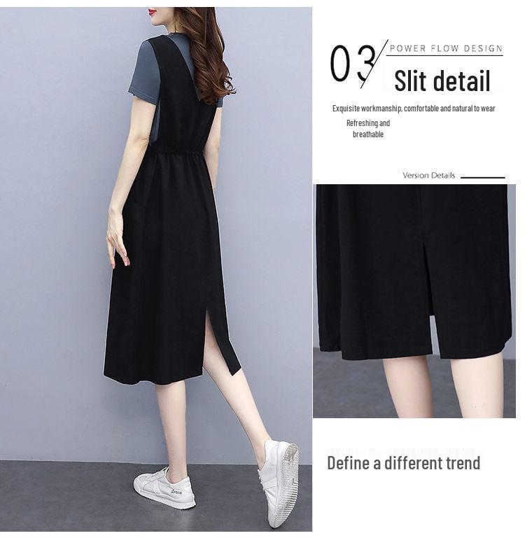 2022 Europäisches Sommer Trägerkleid: Lässig, Figurbetont, Mittellanger Zweiteiler-Rock