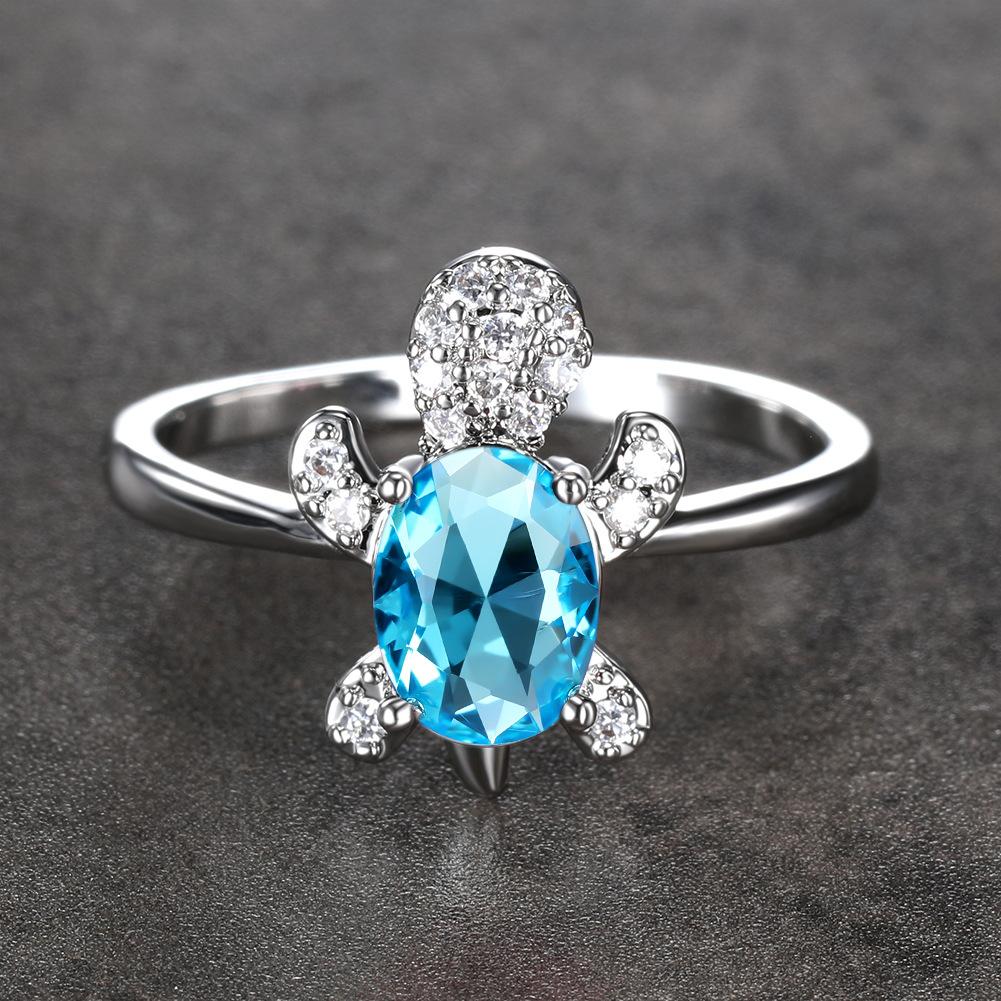 Hot Selling Fashionable White Diamond Turtle Ring Couples Simple Index Finger Ring Accessory