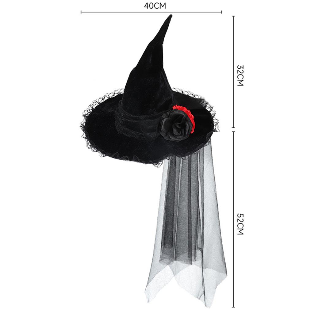 Nuovo Cappello da Strega Barocco di Halloween Regina Goth Rete Fiori Artificiali Accessori Vestito Cappello da Strega Natale