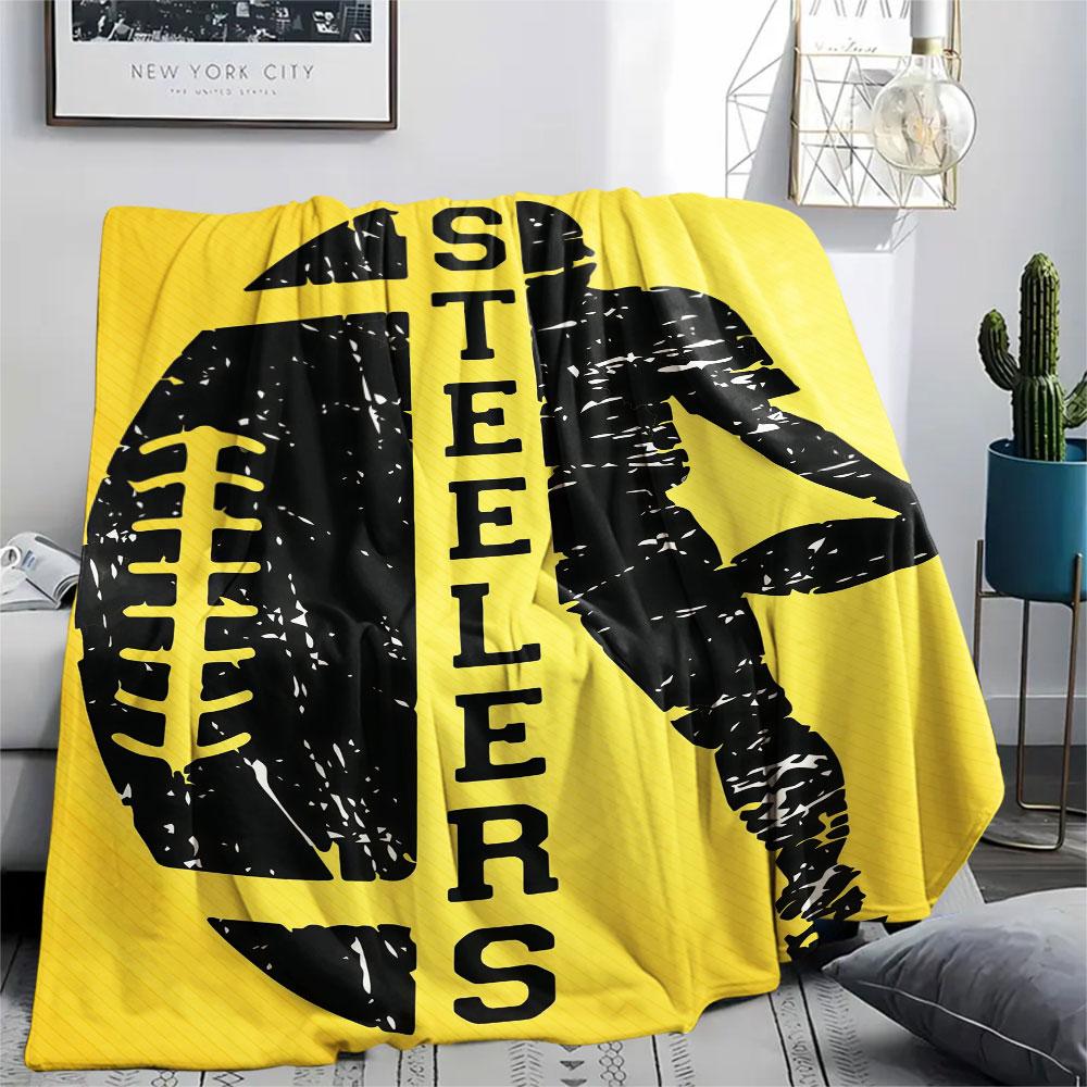 Pittsburgh Steelers Printed Flannel Blanket, soft throw for bedroom sofa, washable, fan merchandise, great gift.