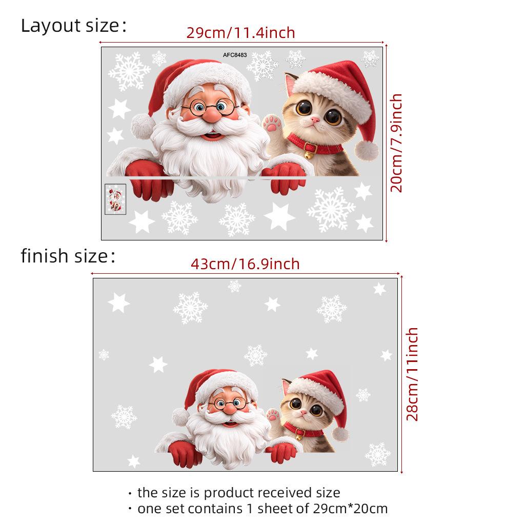 2026 Cartoon Cute Santa Snowflake Window Sticker Self-adhesive Wall Sticker Double-sided Visual Glass Decorative Sticker