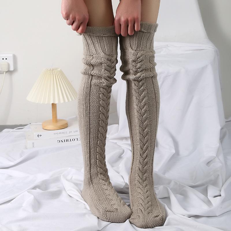 Stacked Socks Popular Fashion Trend Models Knee-High Socks Lengthened Knitted Socks Long Long Woolen Women's Socks