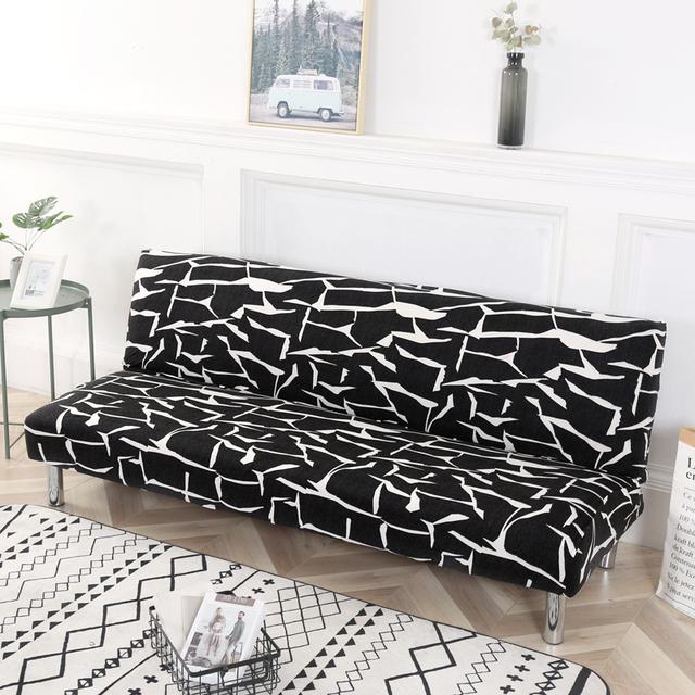Black Geometric Folding Sofa Bed Case Living Sofa Cases Elastic Spandex Stretchdouble Seat Case Slipcovers For Living Room Area Geometric Print